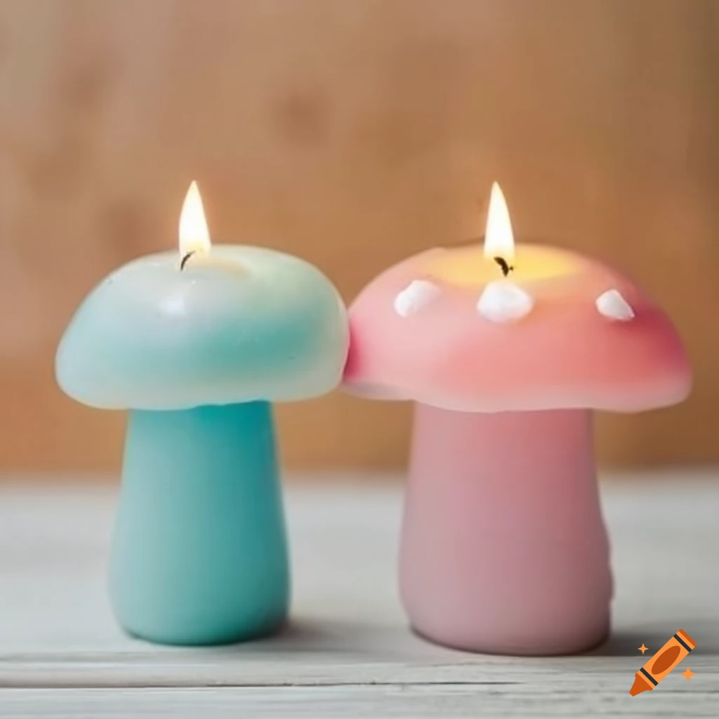 Mushroom Candles Set of (4) New/Boxed Multi-Colored