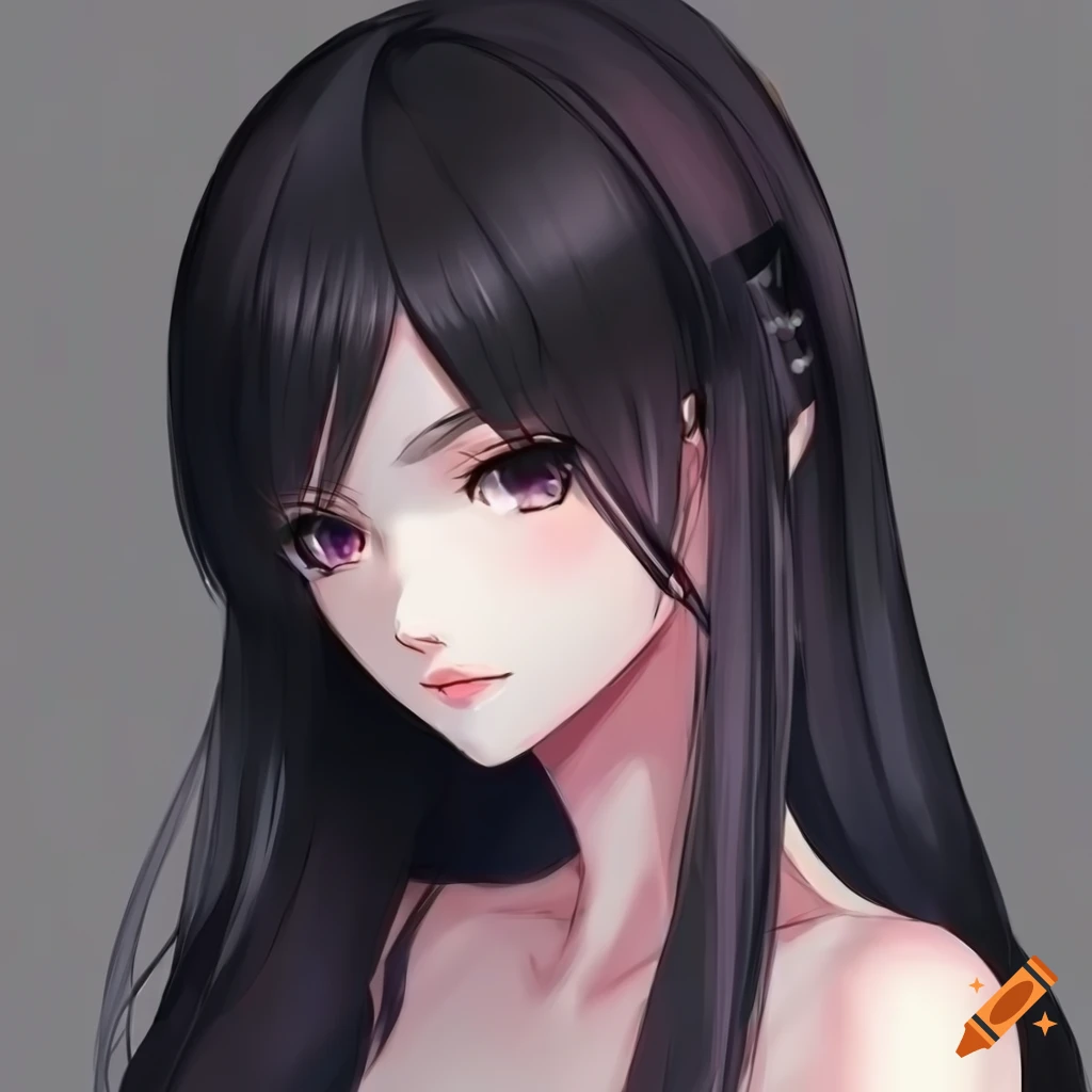 Masterpiece 2d Lovely Anime Girl Black Hair Dark Eyes Beautiful Face Full Body