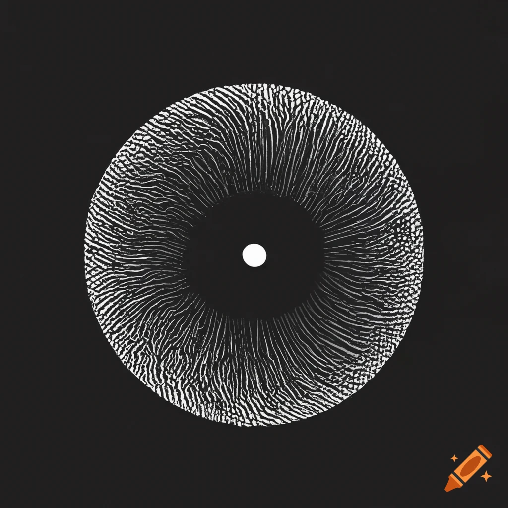 A minimalist black and white screen print of an eye