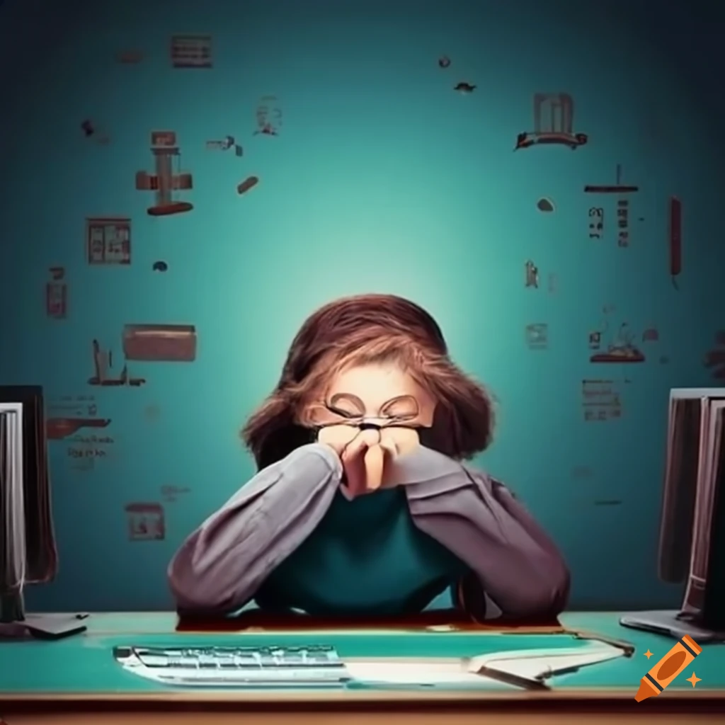 A student learning computer on Craiyon