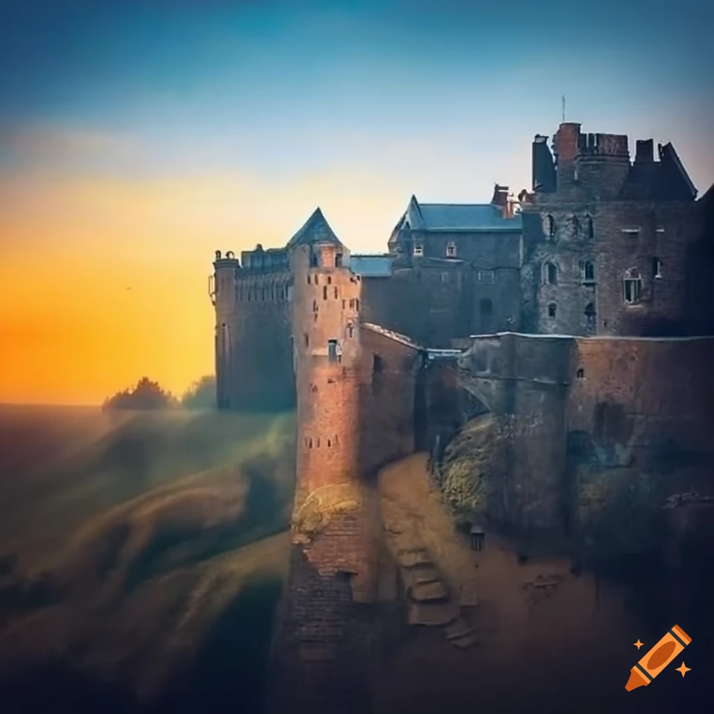 Ancient castle standing proudly amidst a picturesque countryside on Craiyon
