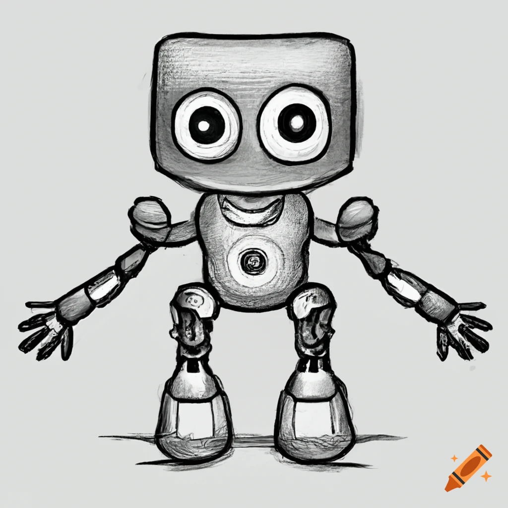 Cute Cartoon Robot Character Drawing High-Res Vector Graphic - Getty Images