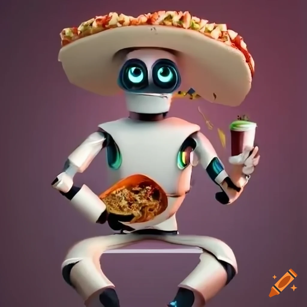 Mariachi robot eating tacos
