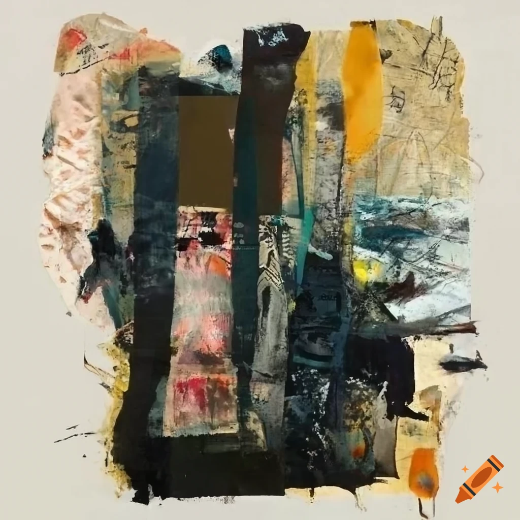 Mixed - media collage abstract painting in the style mark bradford ...