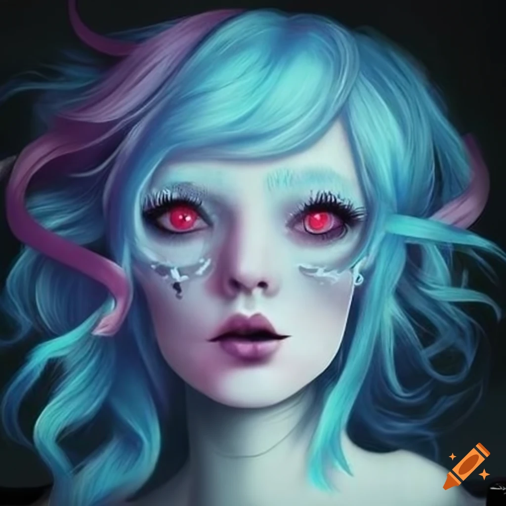 Blue huldra with pink hair