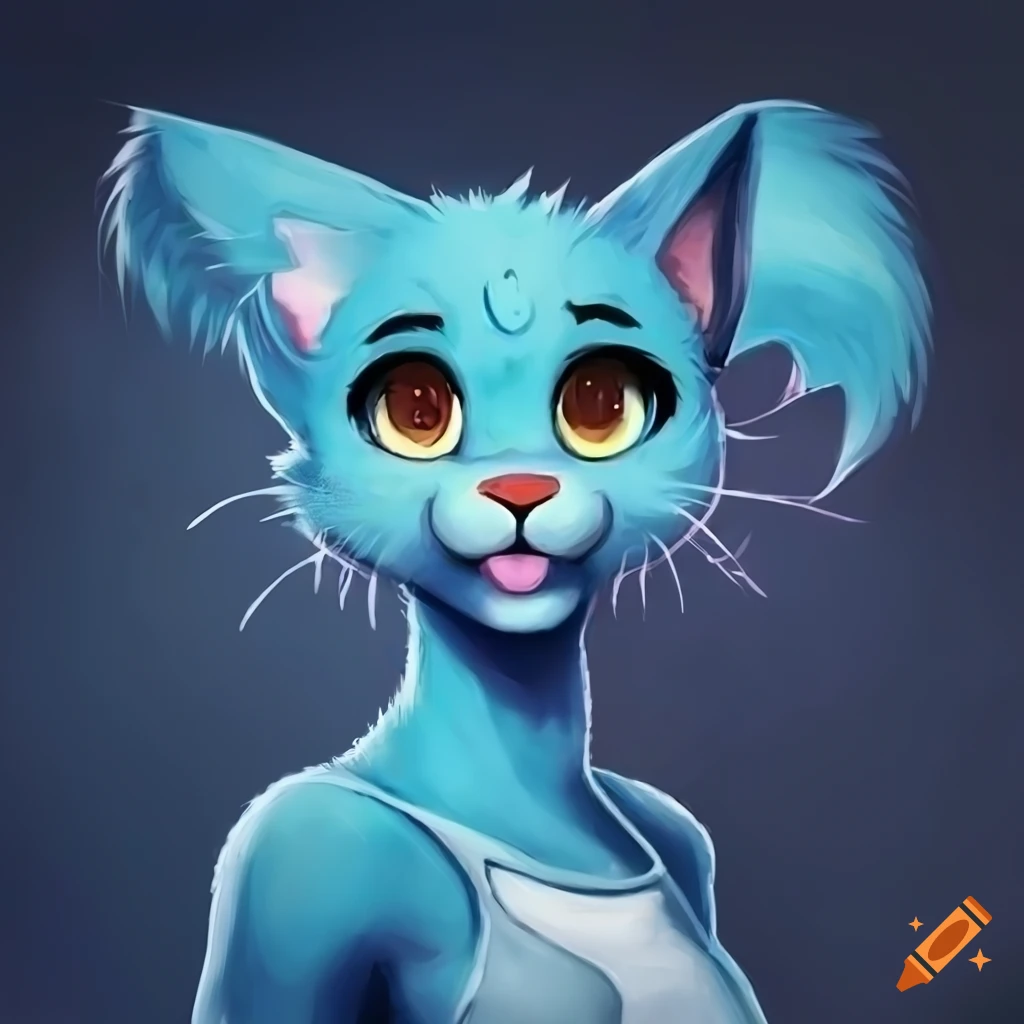 Nicole Watterson Blue Furred Anthropomorphic Female Cat Cartoon Furry Art Fursona Cat With 5754