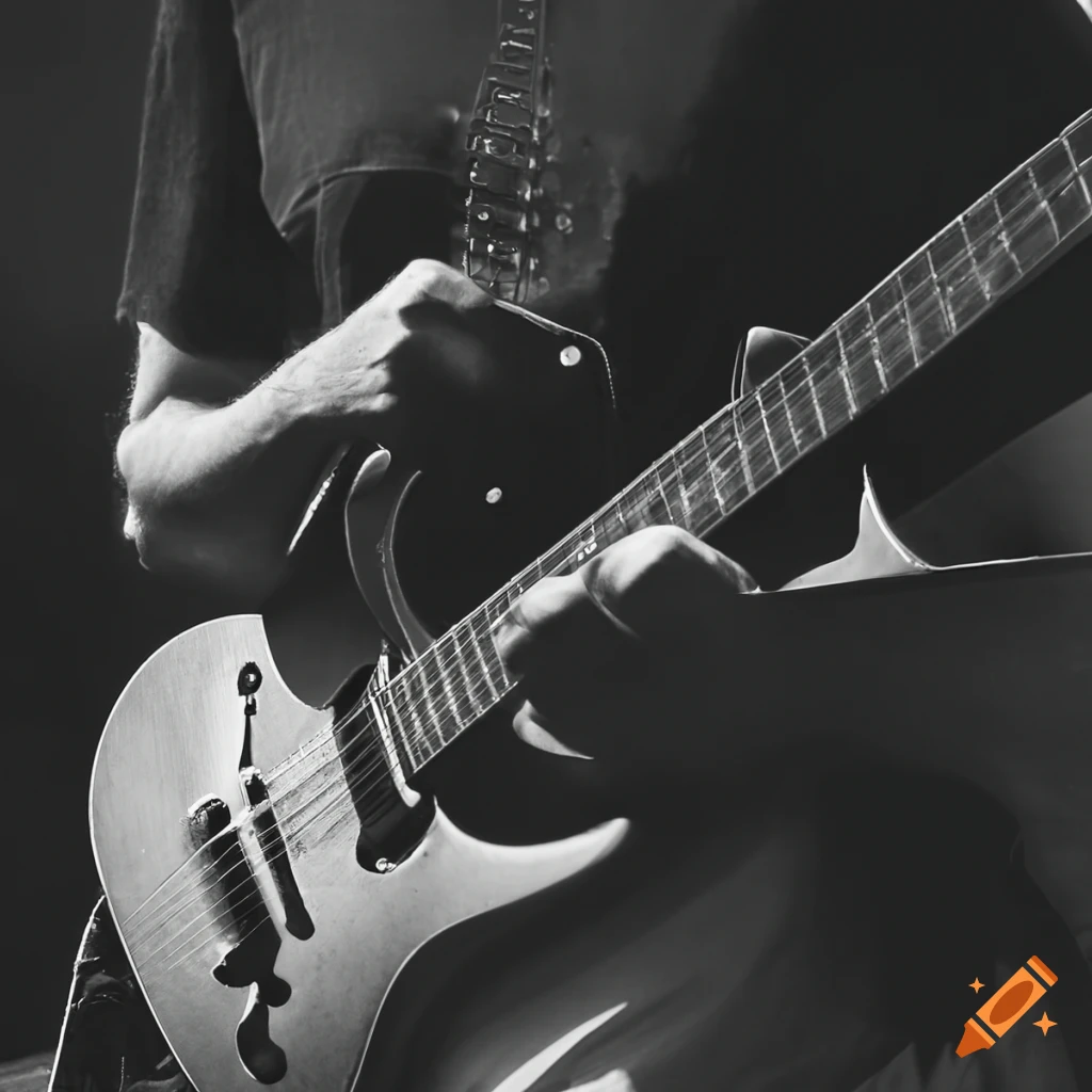 Metal guitar player in the desert on Craiyon