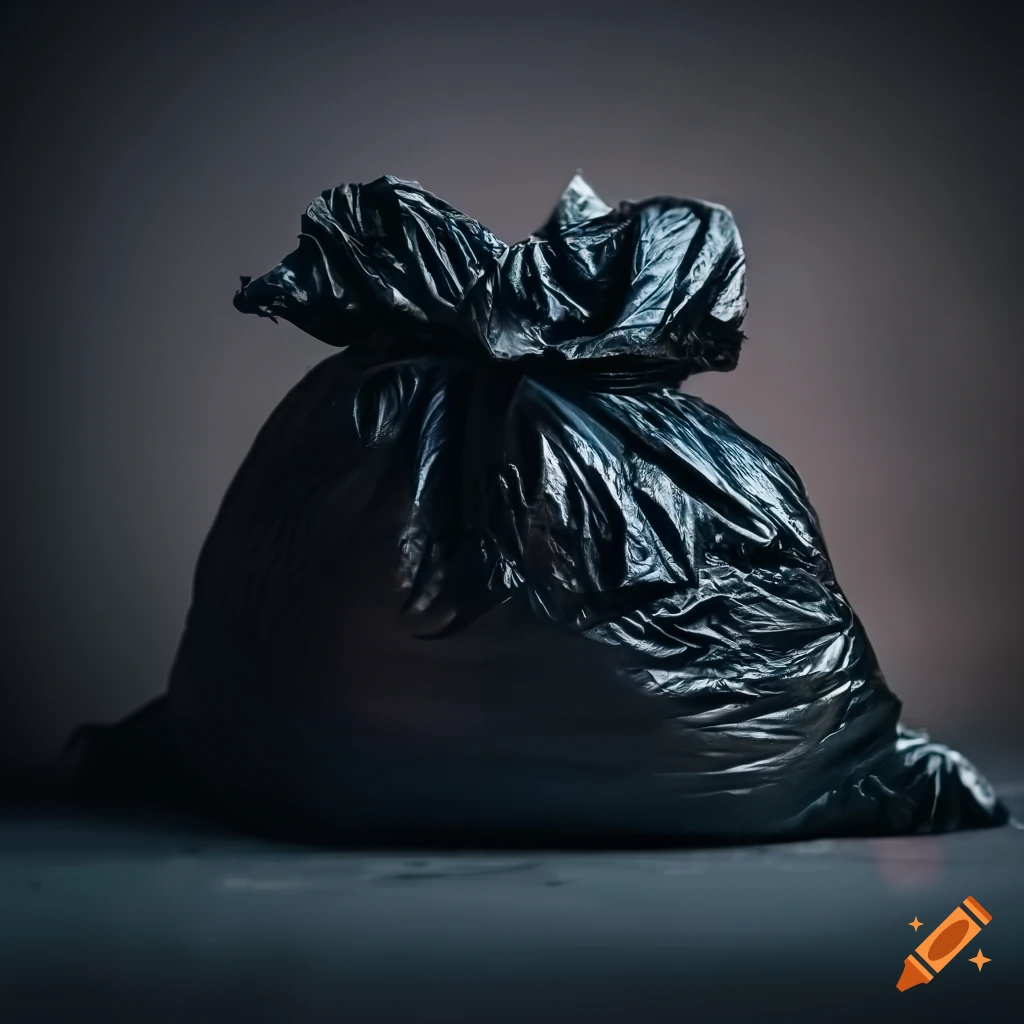 Professional shot of a pile of green and black garbage bags overloaded in a  truck, particulate, detailed portrait, soft lighting, stunning, delicate  details, low angle view