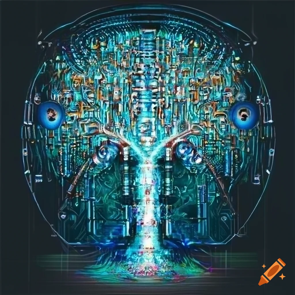 Tree in tube art or pipe art style or electronic circuit board art on