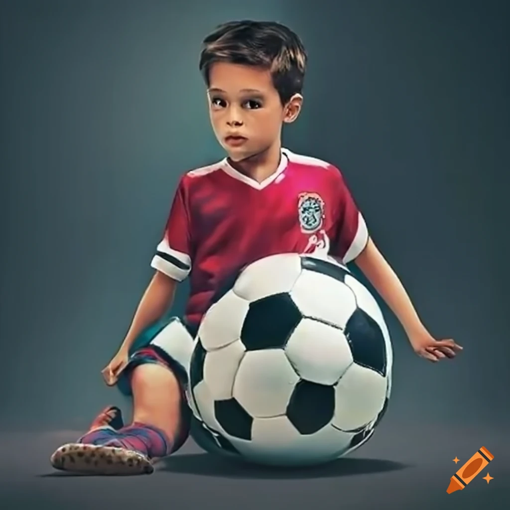 Un niño con una pelota de futbol on Craiyon