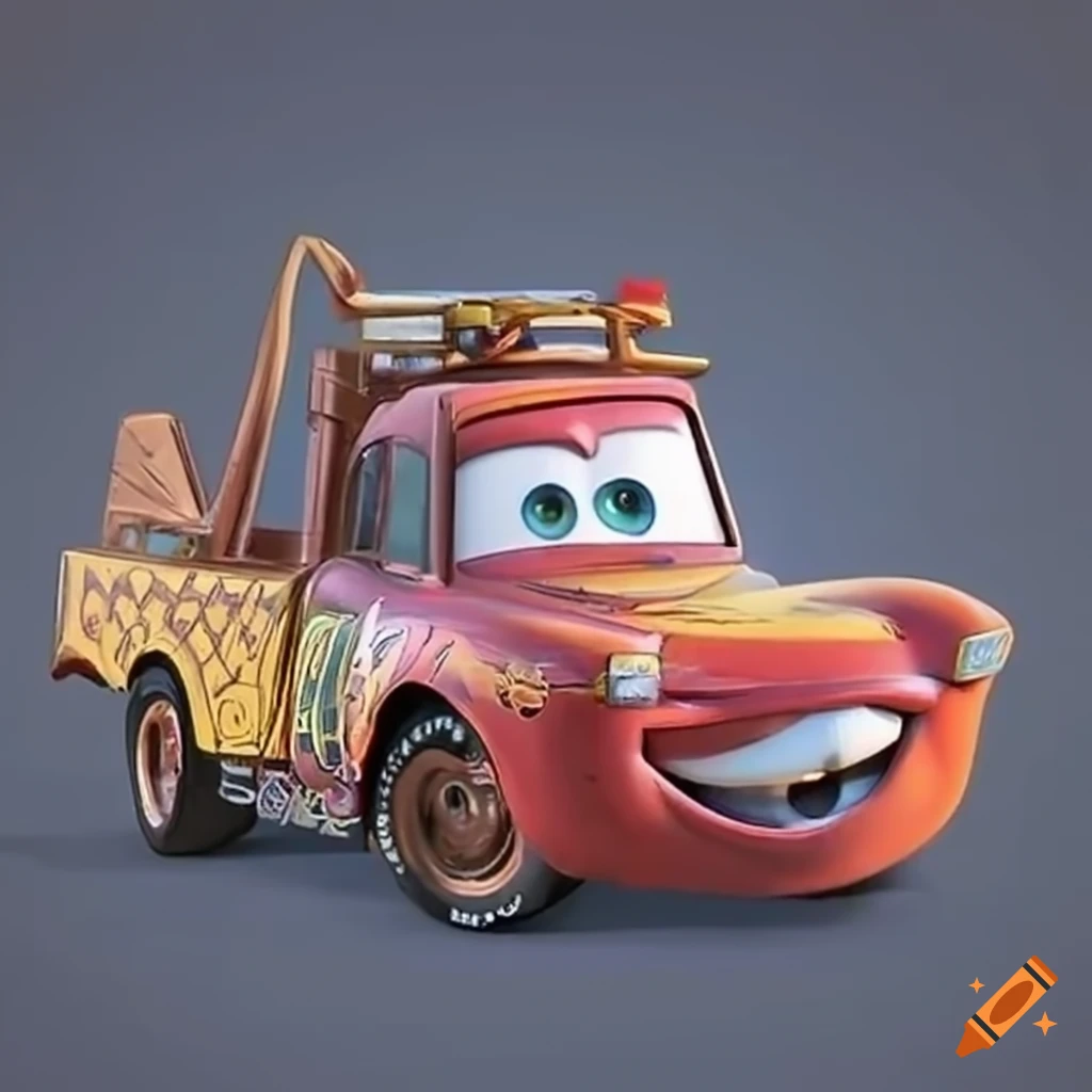 Lightning mcqueen combined with tow mater from pixar's cars on Craiyon