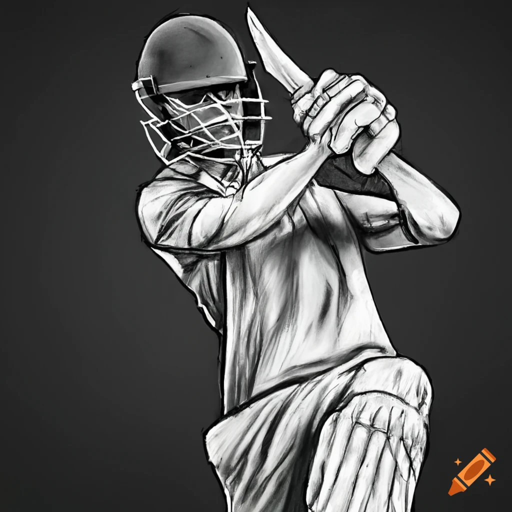 Cricket Player Batsman Ready To Hit the Ball. Unfinished Hand Drawing Sketch  Style Vector Illustration Stock Vector - Illustration of championship,  grungy: 249254581