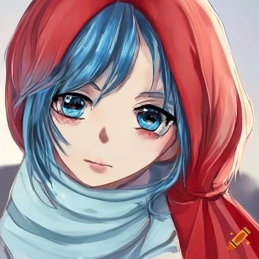 Anime girl with blue hair and a red scarf skateboarding, animes de  skateboarding - thirstymag.com