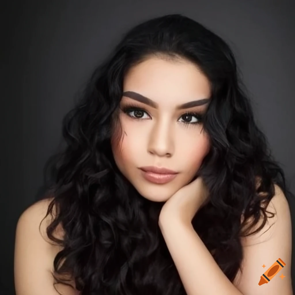 Conventionally attractive young mexican woman with black wavy hair