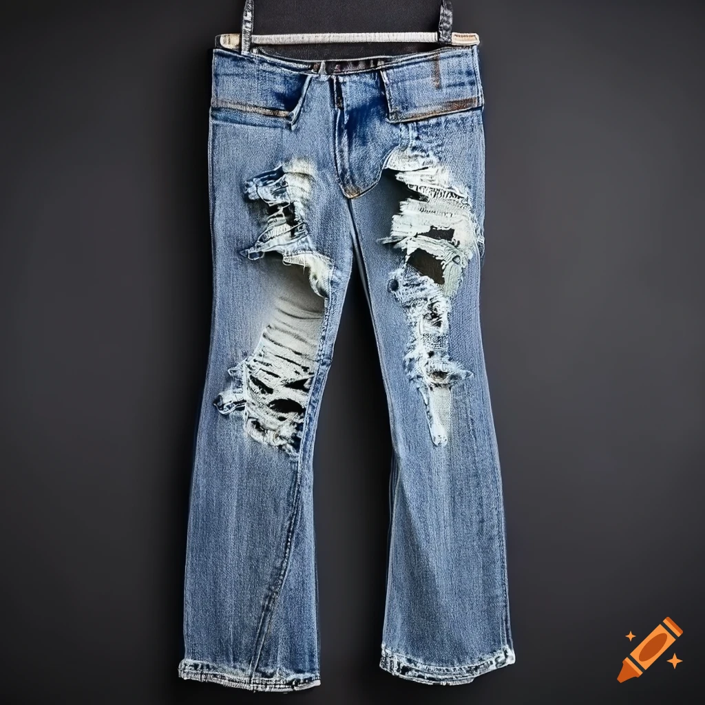Distress jeans with zipper on the leg