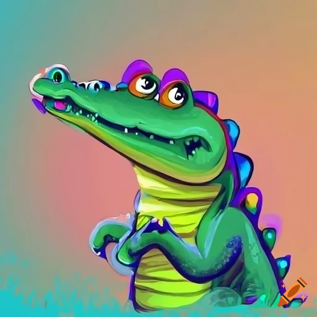 Alligator cartoon hand drawn style Royalty Free Vector Image