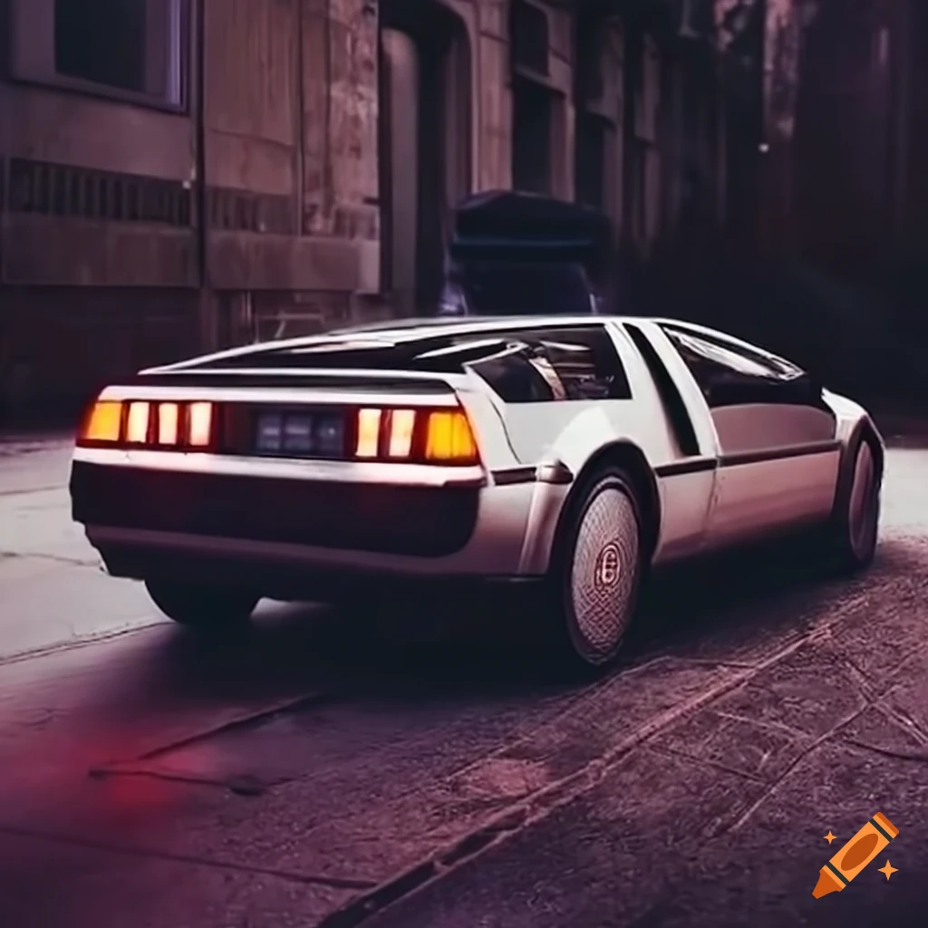 Retrofuturistic car delorean in high definition and high solution on Craiyon