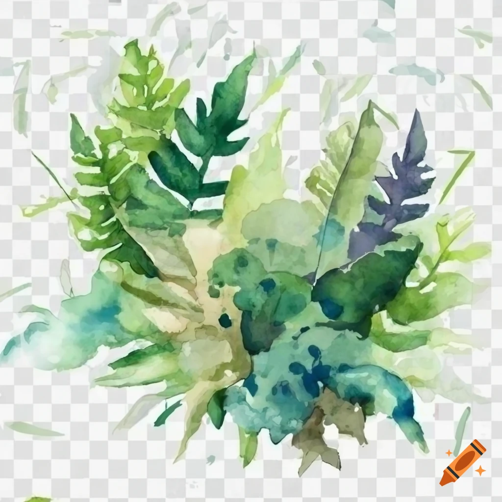 Greenery watercolor clipart