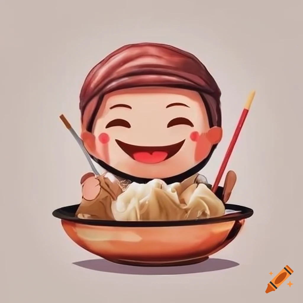 Smiling Siomai With Chopsticks And Bowl Perfect For A Logo On Craiyon