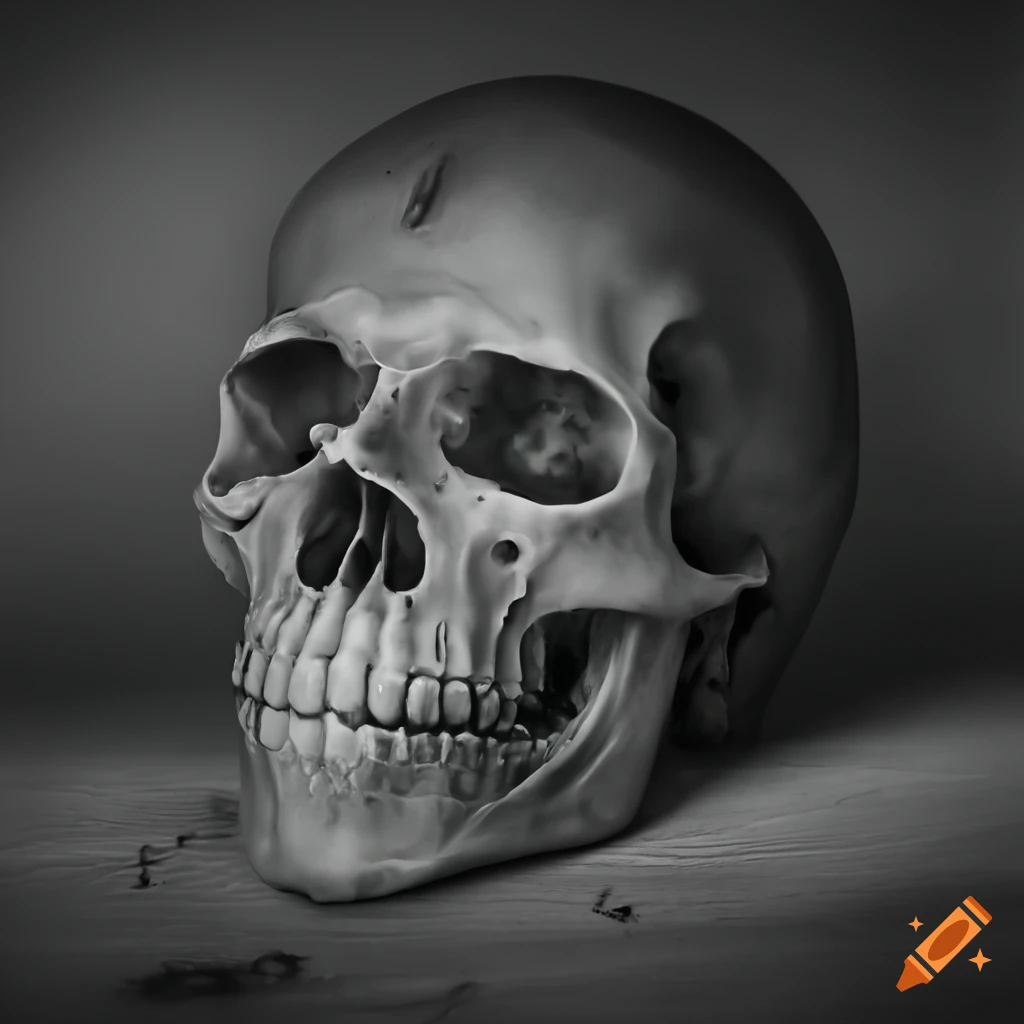 Realistic Drawing Human Skull Monochrome Illustration Stock Illustration  1869825070 | Shutterstock