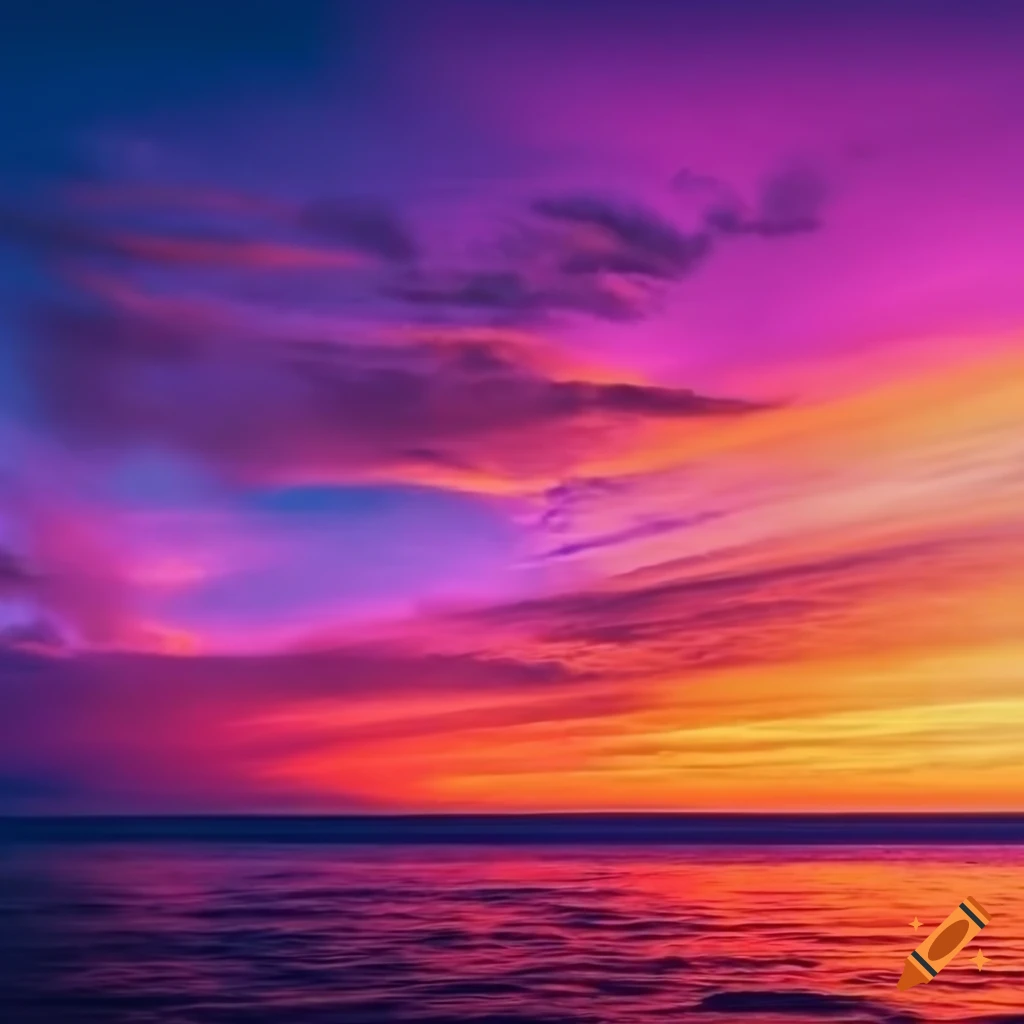 Award Winning Photograph A Sunset Over The Ocean The Sky A Brilliant Canvas Of Orange Pink 8305
