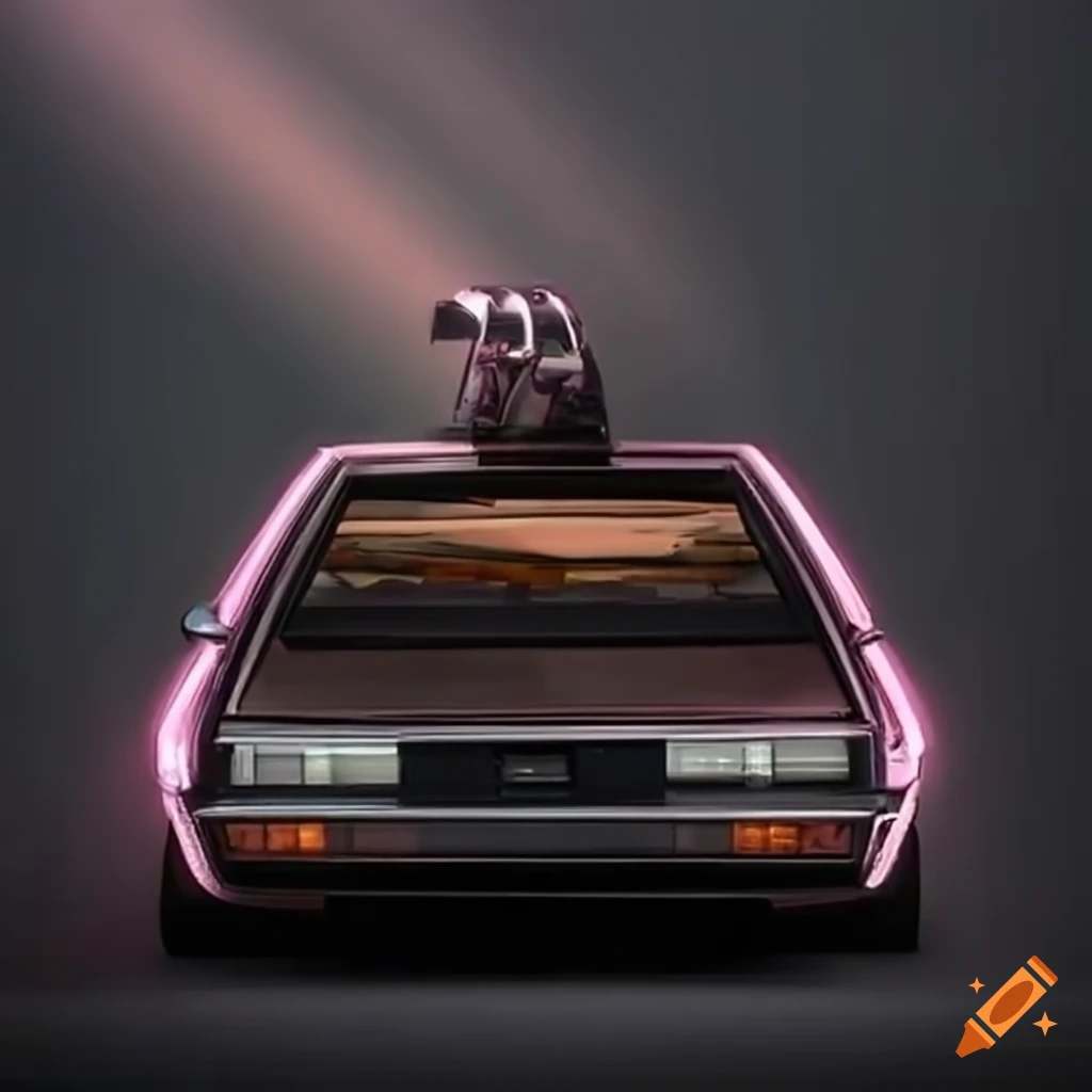 Retrofuturistic car delorean in very high definition and high solution and details