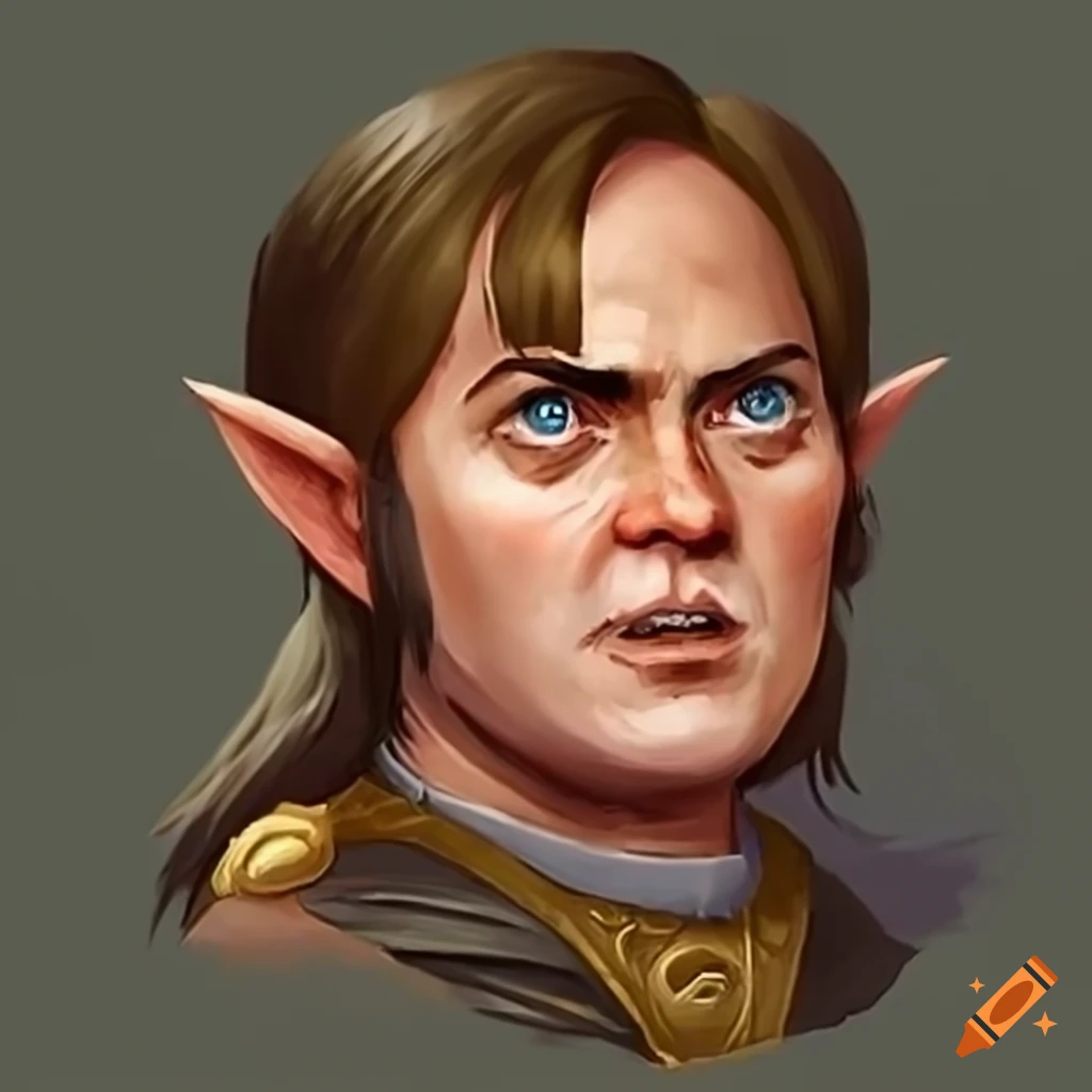 Dwight schrute as a halfelf fighter from d&d