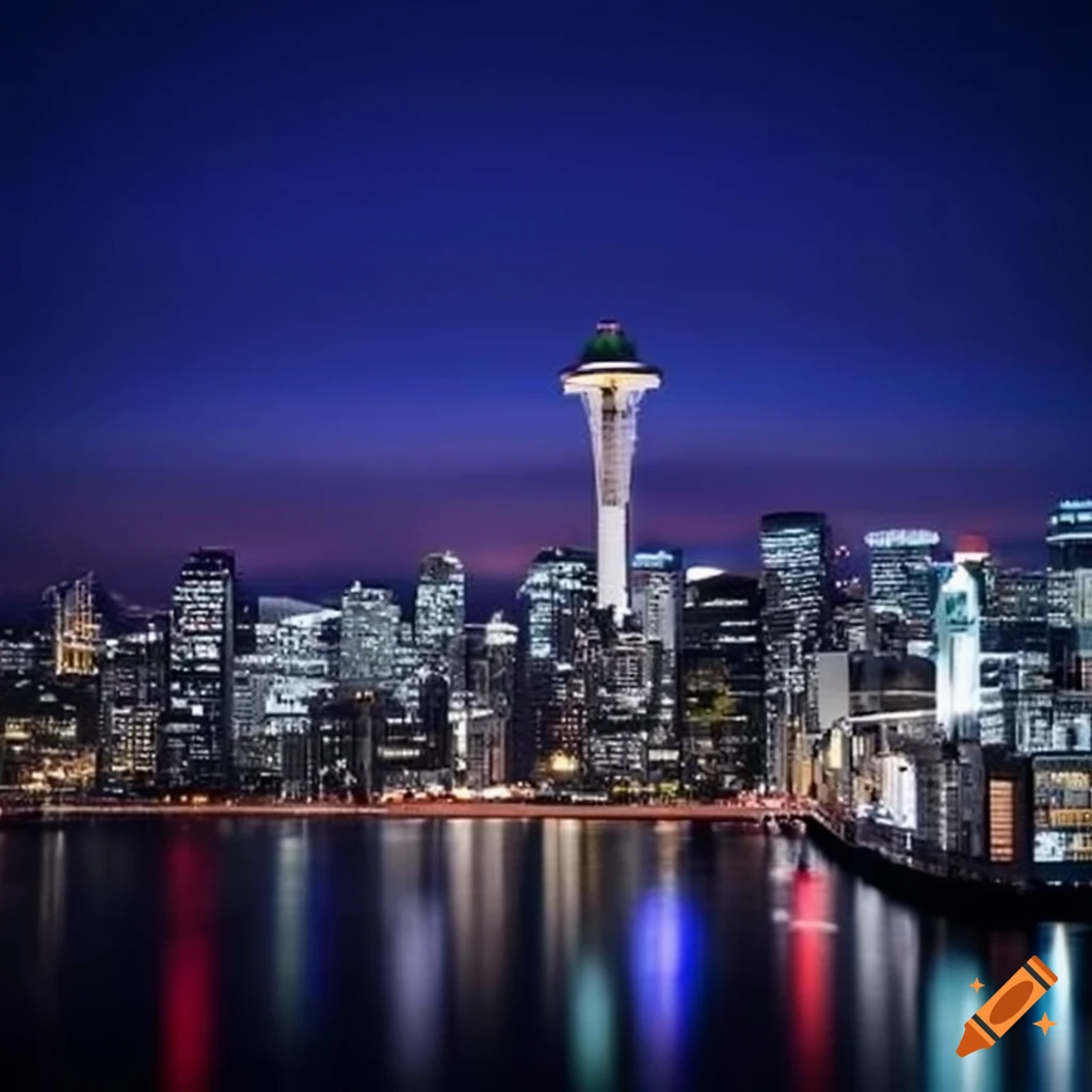 A mesmerizing cityscape combining the essence of seattle and tokyo
