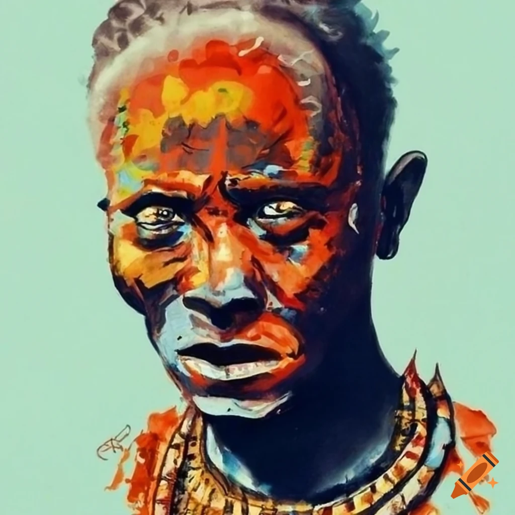 Traditional africaan art, man with african war paint