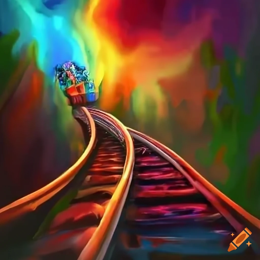 Railing Animation Animated roller coaster rails colorful