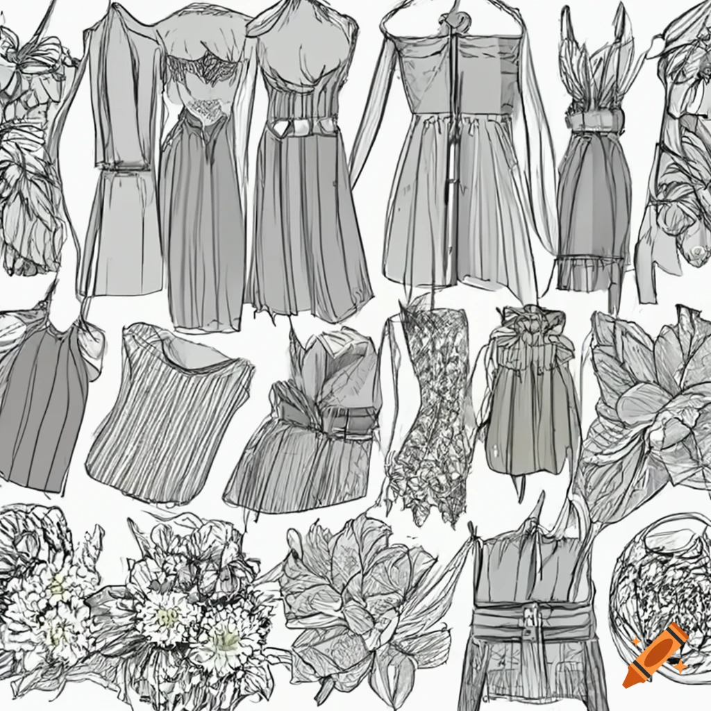 Women clothes collection sketch Royalty Free Vector Image