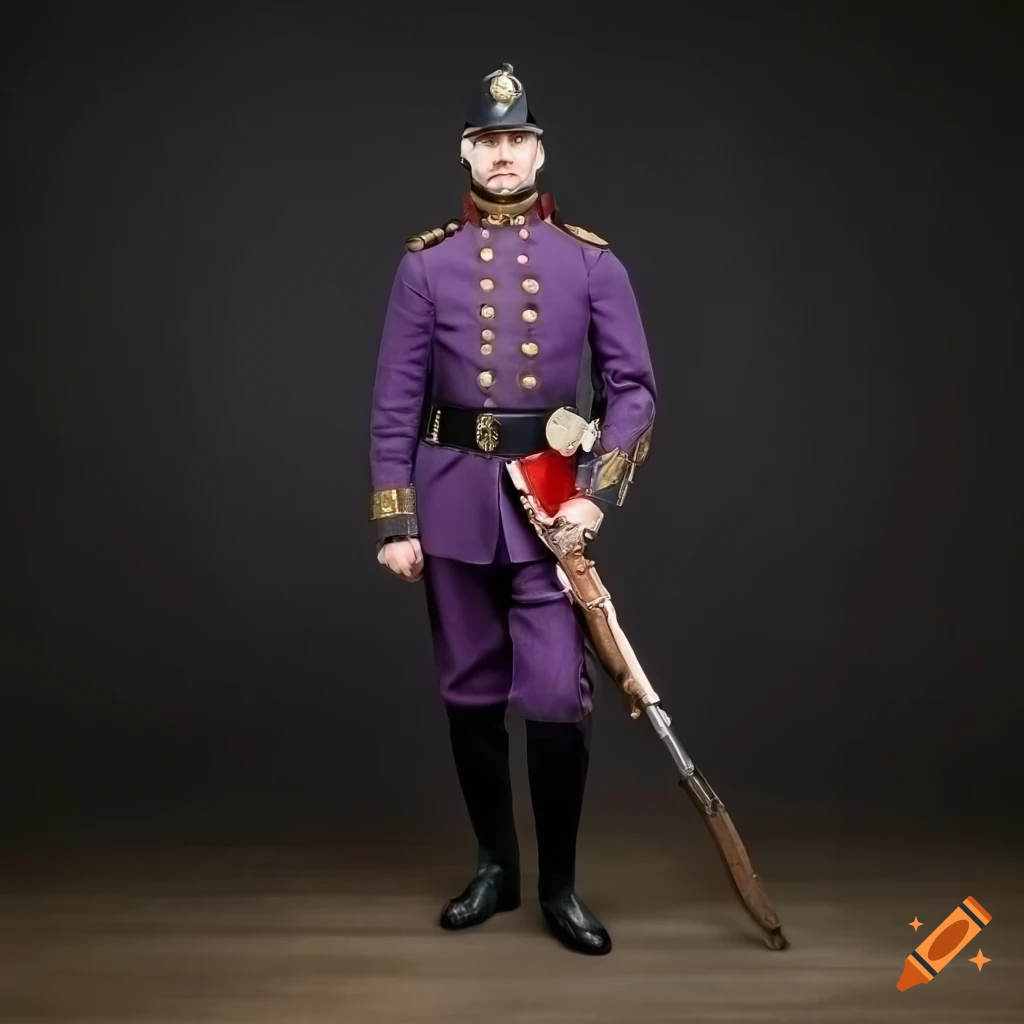 Mid century european military rifleman in a dark purple