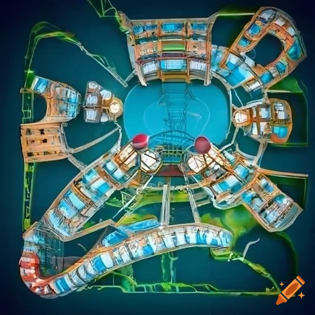 A futuristic amusement park with living smartphones called layout land ...
