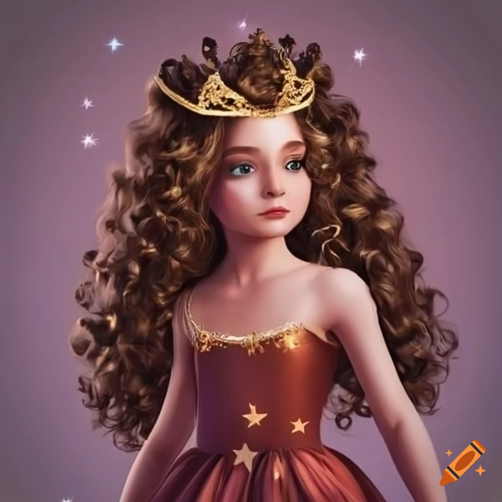 A beautiful princess black curly hair, - AI Photo Generator - starryai