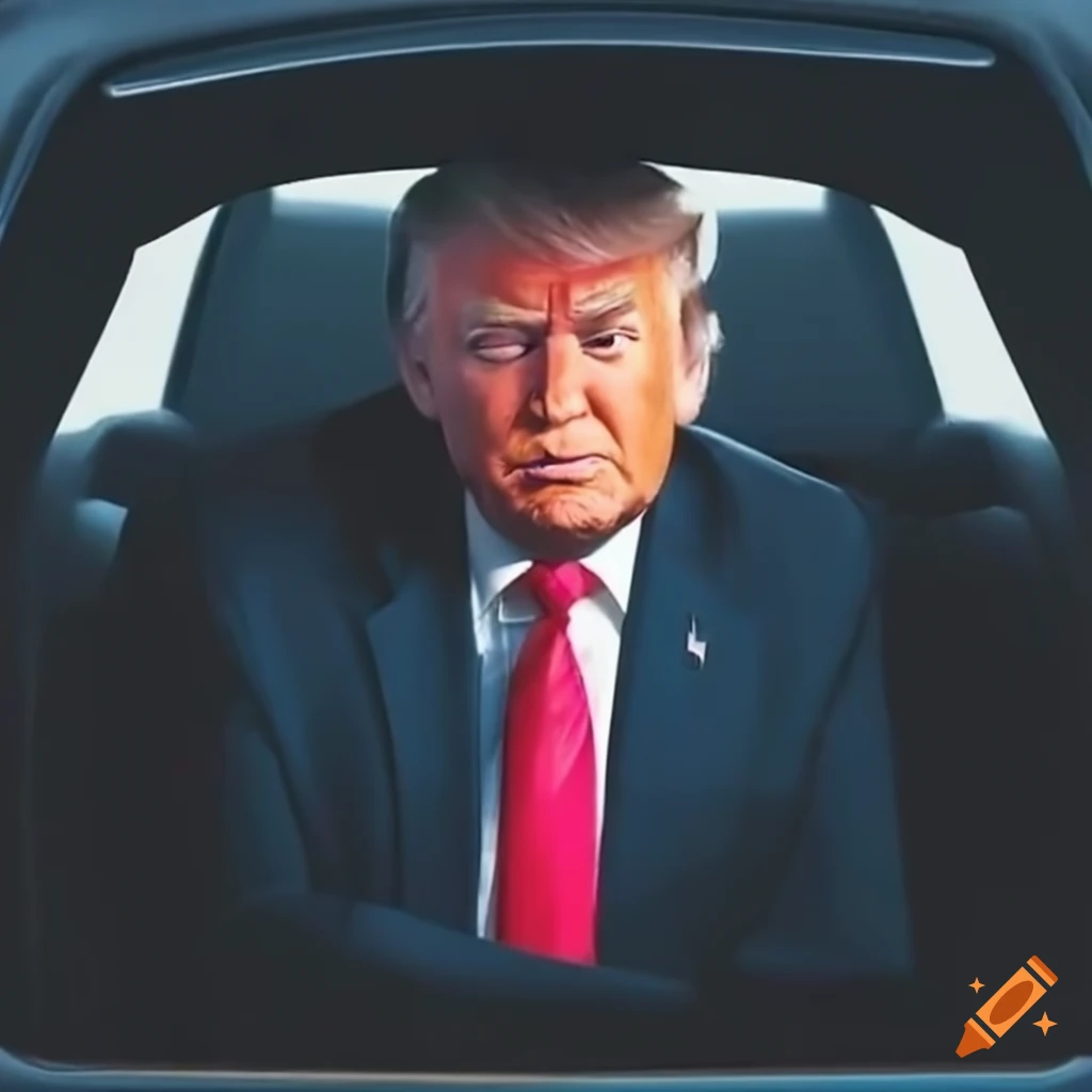 Donald trump sitting in a car on Craiyon
