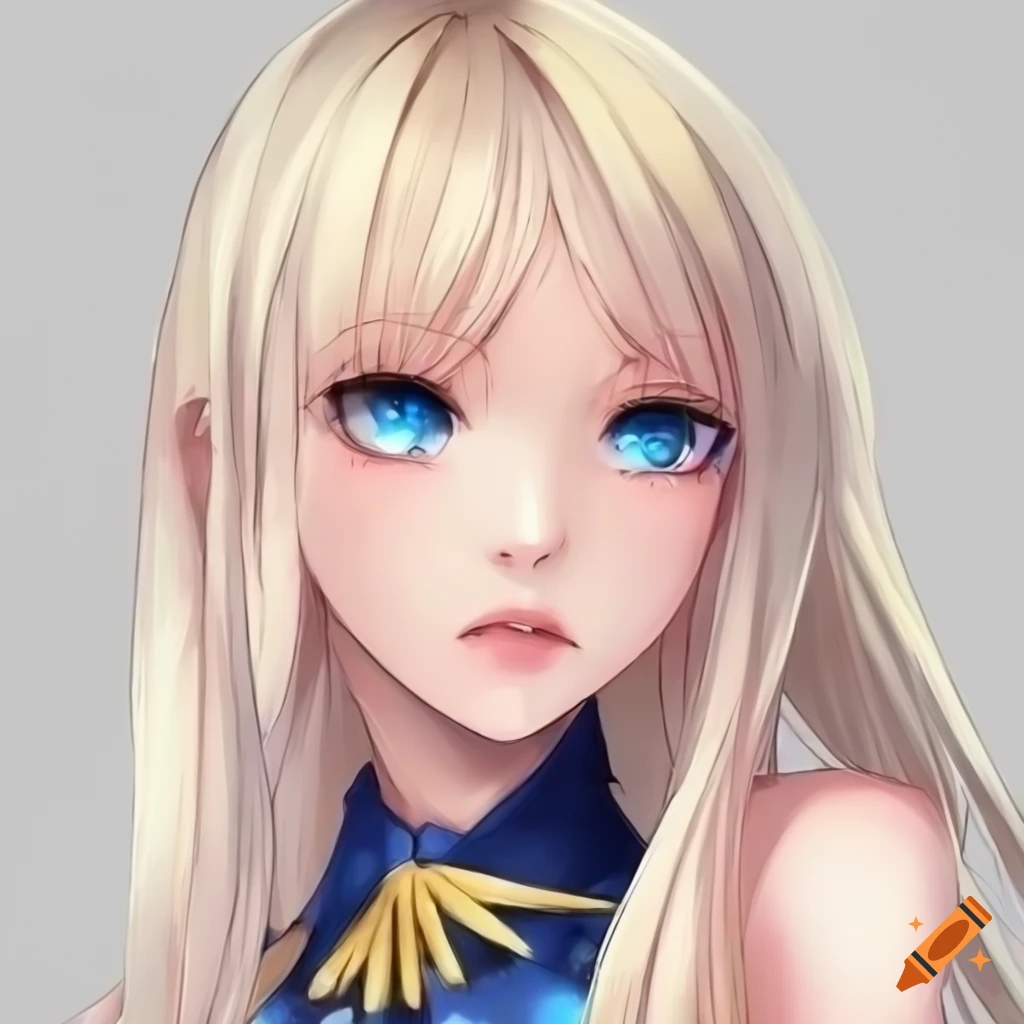 Masterpiece D Lovely Anime Girl Blonde Hair Blue Eyes Beautiful Face Full Face Full Body