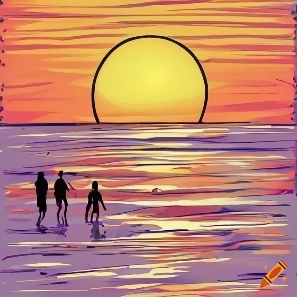 HD sunset drawing painting wallpapers | Peakpx