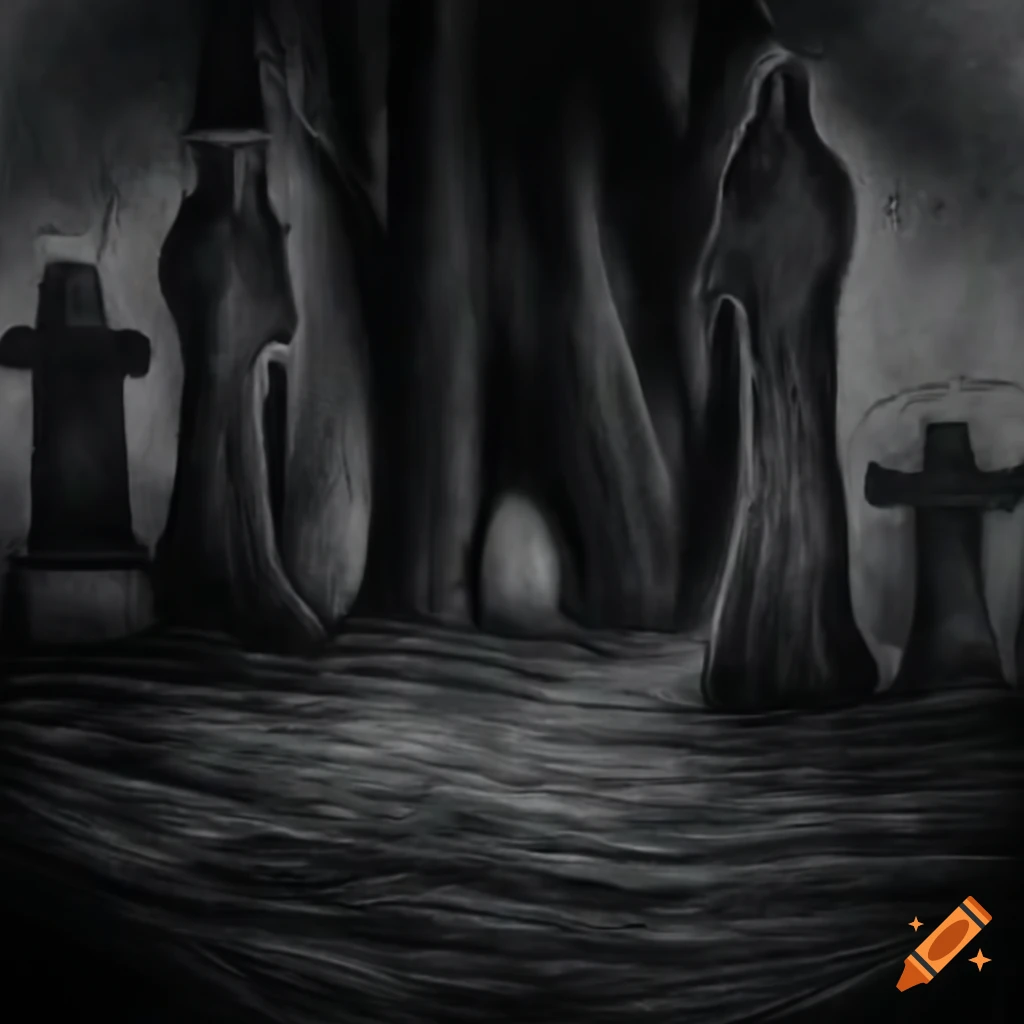 Ghost alien paranormal haunted graveyard noose photorealistic