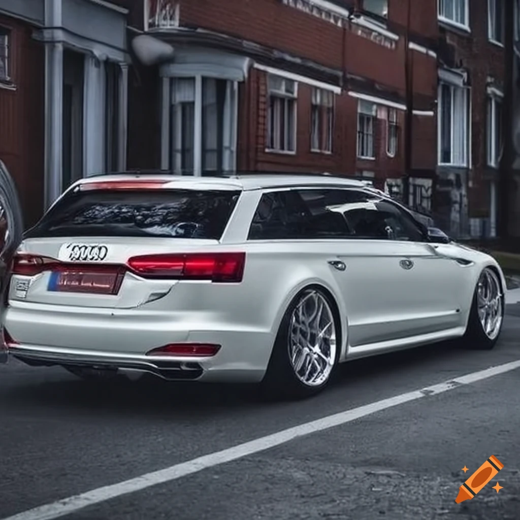 White audi a6 c7 avant with silver wheels, red mirrors and red