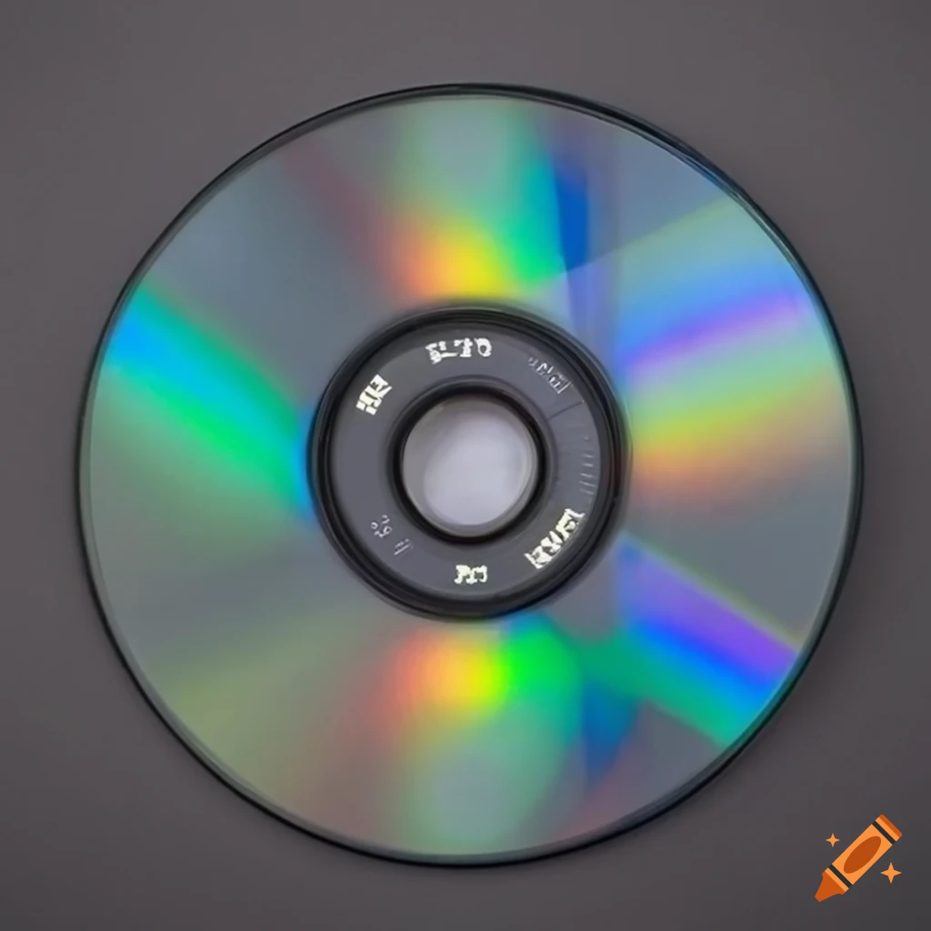 A shiny cd in a clear case reflecting rainbow colors on Craiyon
