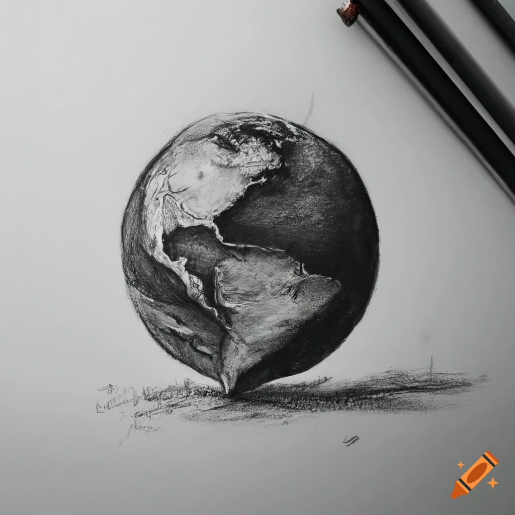Premium Photo | The hand holds the planet earth pencil drawing on white  paper