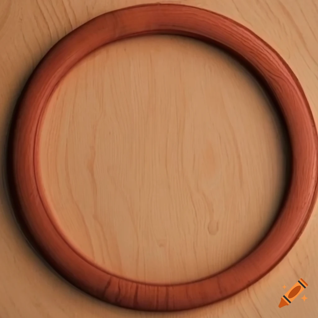 A circle wood grain picture frame made of plasticine