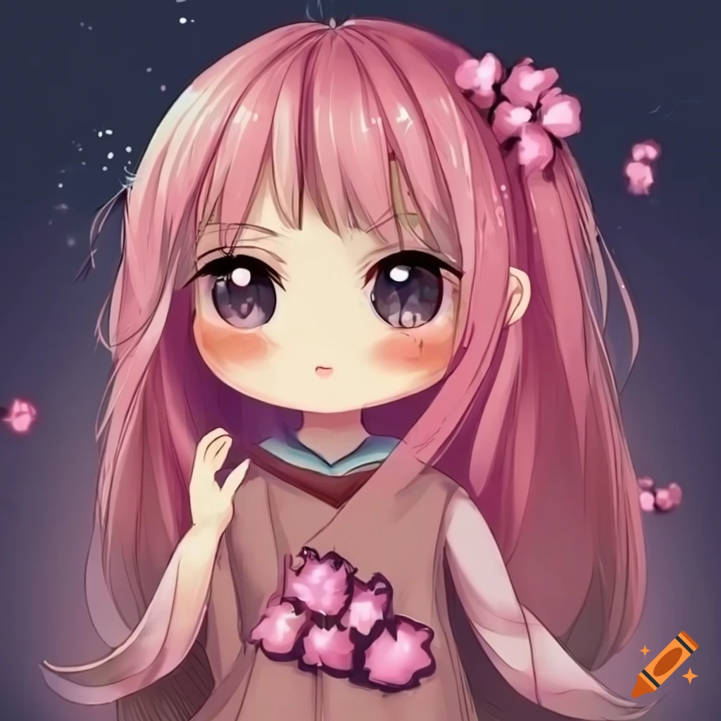 Cute anime girl with love heart-eyes