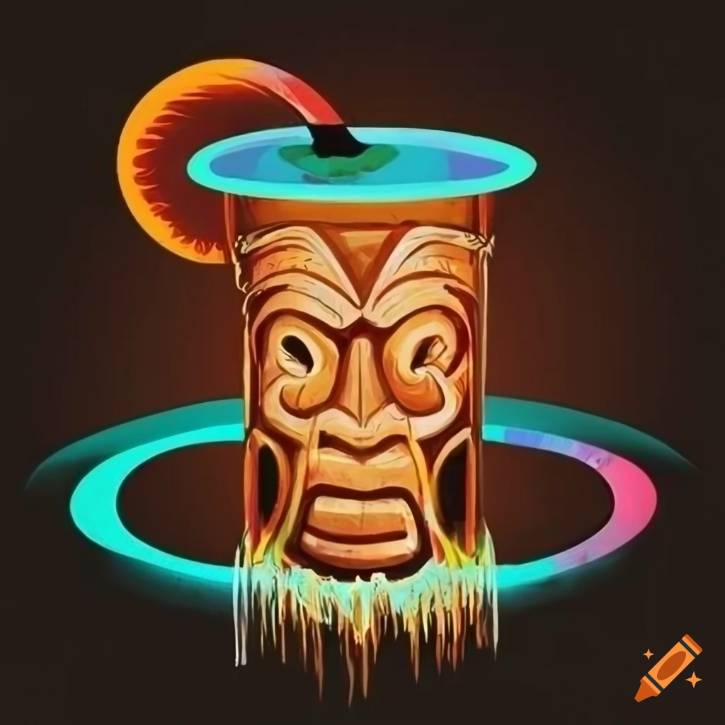 Wooden tiki mask tribal logo, hand drawn with intricate details. A  captivating blend of culture, art, and identity for your brand 25917414  Vector Art at Vecteezy