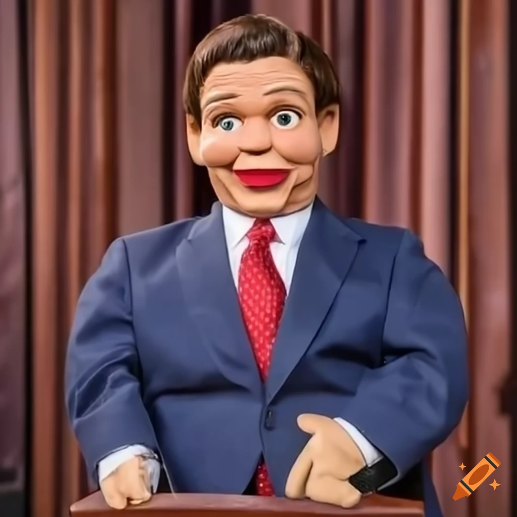 Ron desantis as a ventriloquist dummy on Craiyon