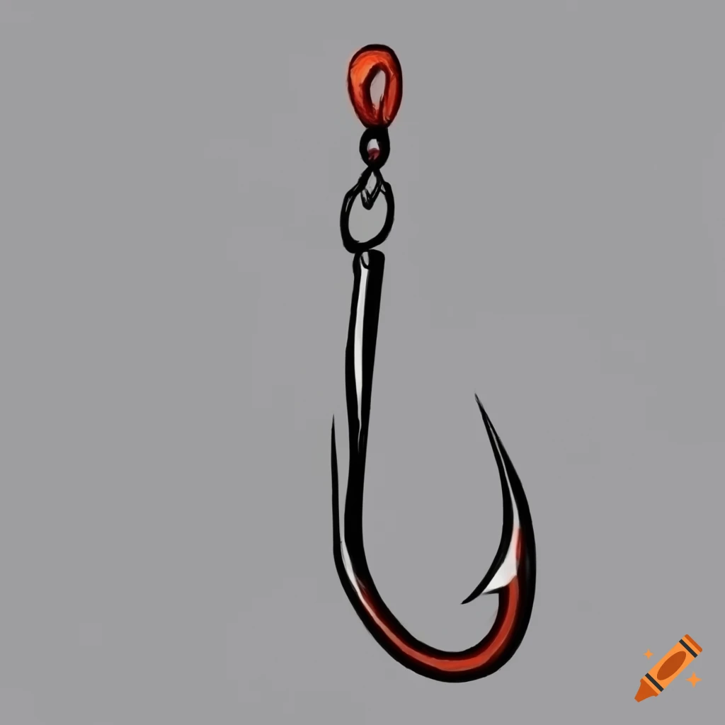 Draw a fishing hook, realistic on Craiyon