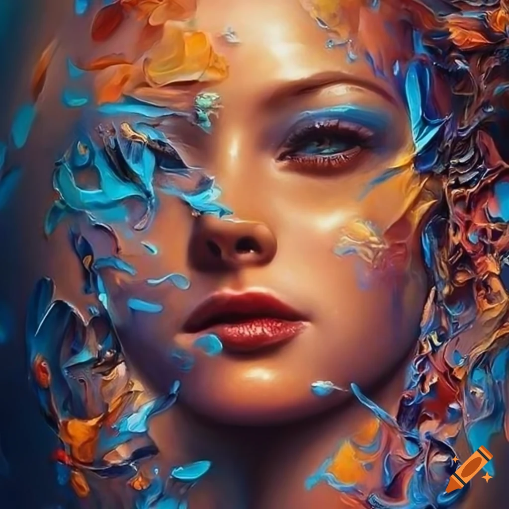Illustration Acrylic Painting of Captivating Beauty in Digital