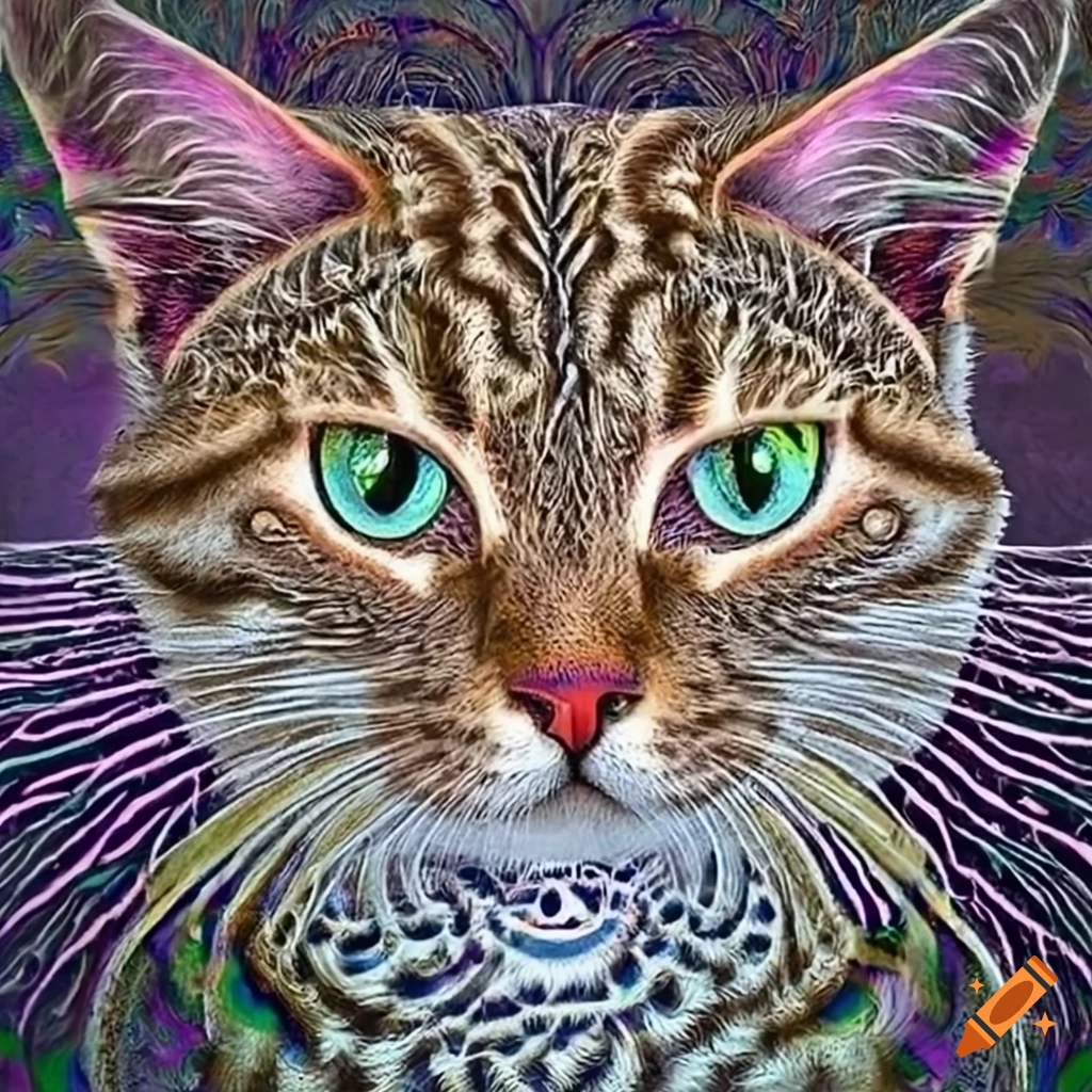 An intricate optical illusion cat artwork inspired by m.c. escher