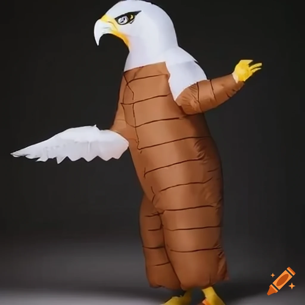 Inflatable eagle costume with spread wings on Craiyon