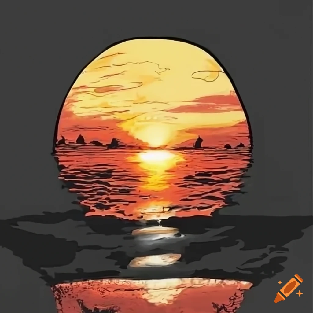Simple Illustration Sunset in the Beach with Coconut Tree Stock  Illustration - Illustration of text, diagram: 242333654